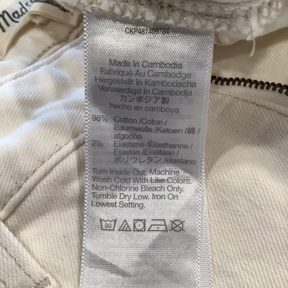 Madewell 90s Curvy Straight Leg Crop Cream White Jeans Raw Hem Size 30 - Picture 15 of 15